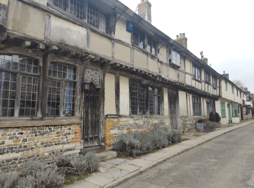 An English village street of half timbered houses